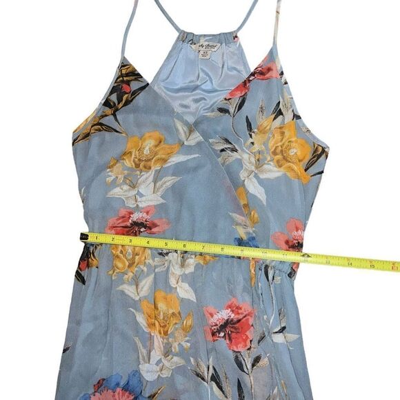 LUCKY BRAND Blue Floral Print Hi-Low Faux Wrap Dress Size XS - Picture 9 of 11